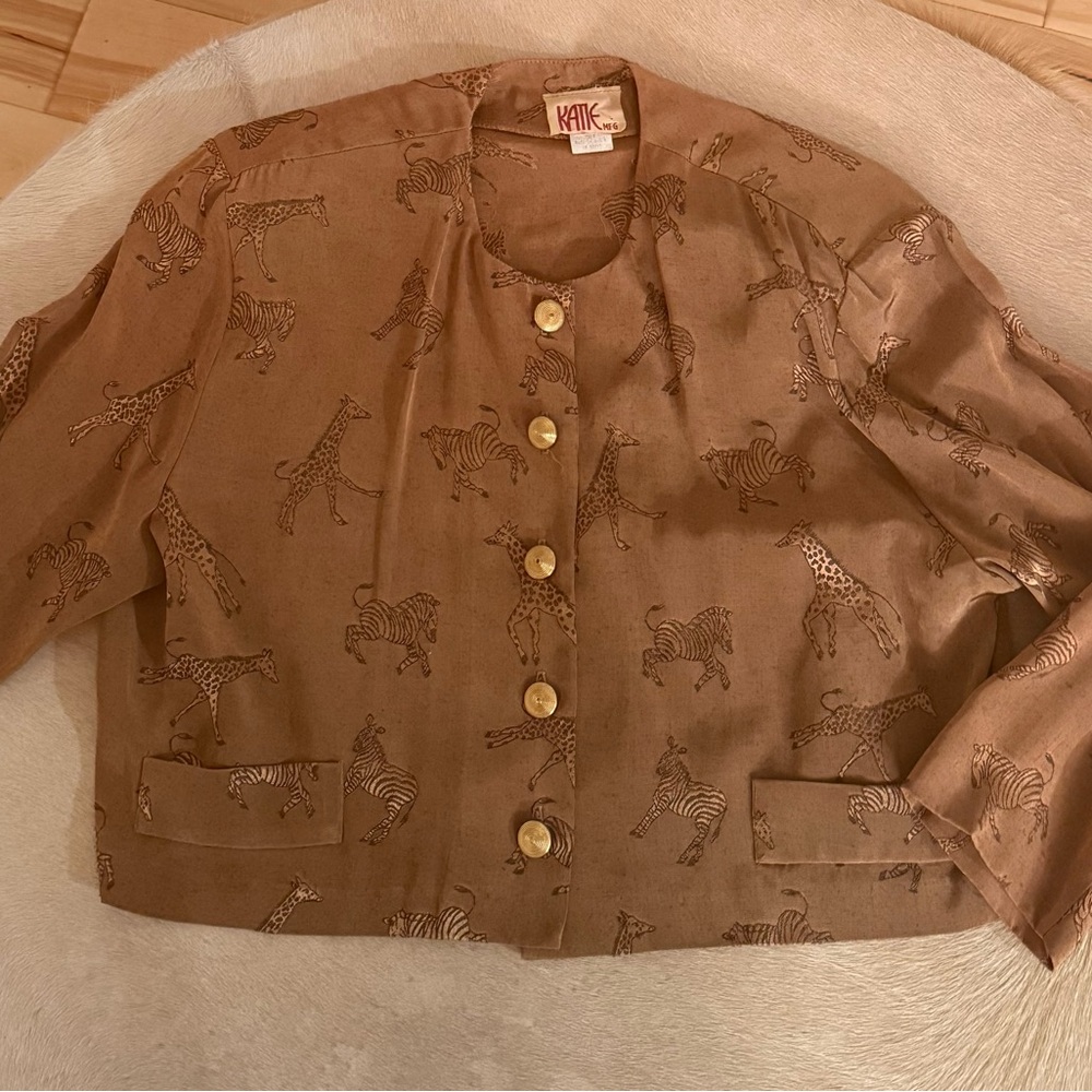RARE 80s harem pant outfit!! Cropped Skatie Animal Print Blazer/barrel pants